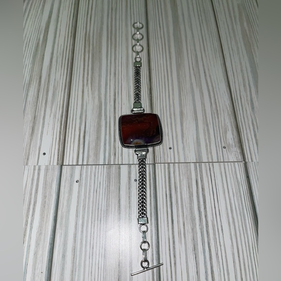 Agate gem handmade bracelet, Toggle clasp - Picture 4 of 14